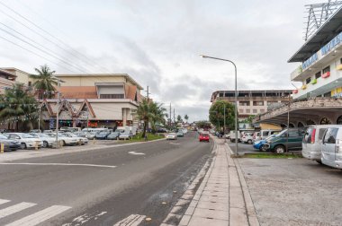 Street in Koror, Palau. Micronesia clipart