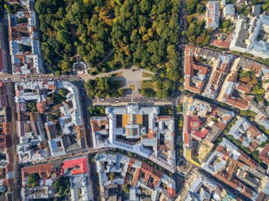 LVIV, UKRAINE - 12 EPTEMBER 2016: Lviv Downtown with Ivan Franko National University of Lviv and Ivan Franko Park