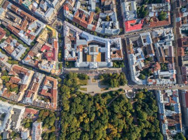 LVIV, UKRAINE - 12 EPTEMBER 2016: Lviv Downtown with Ivan Franko National University of Lviv and Ivan Franko Park