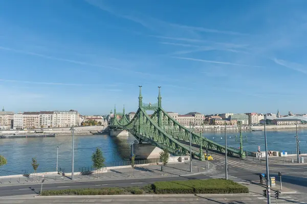 Puente Libertad Budapest Paisaje Del Puente Del Río Danubio Budapest — Foto de Stock