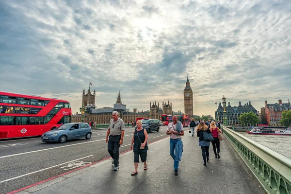 Londres Downtown Com Big Ben Thames River Westminster Bridge Palácio — Fotografia de Stock