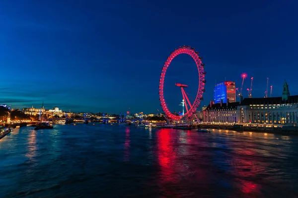 Spinning London Eye Themas River Boa Noite Inglaterra Reino Unido — Fotografia de Stock