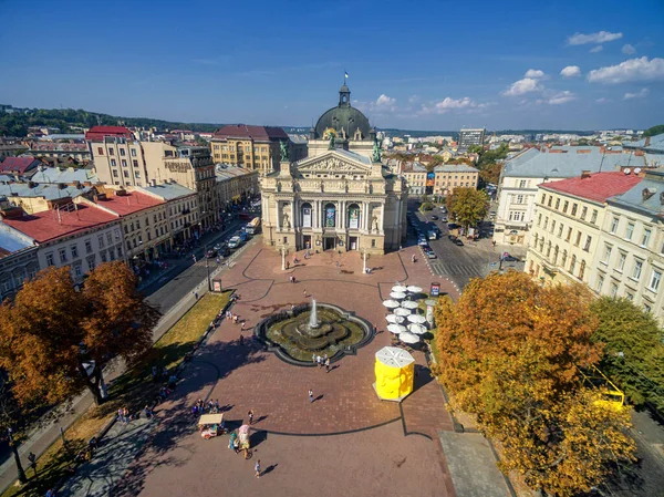 Lviv Ucrânia Setembro 2016 Lviv Downtown Com Lviv National Academic — Fotografia de Stock