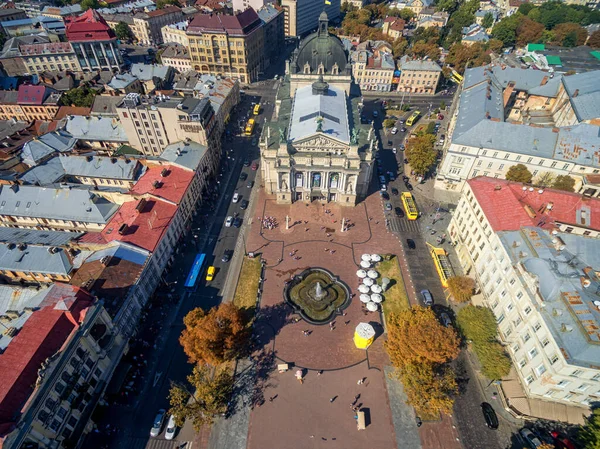Lviv Ucrânia Setembro 2016 Lviv Downtown Com Lviv National Academic — Fotografia de Stock