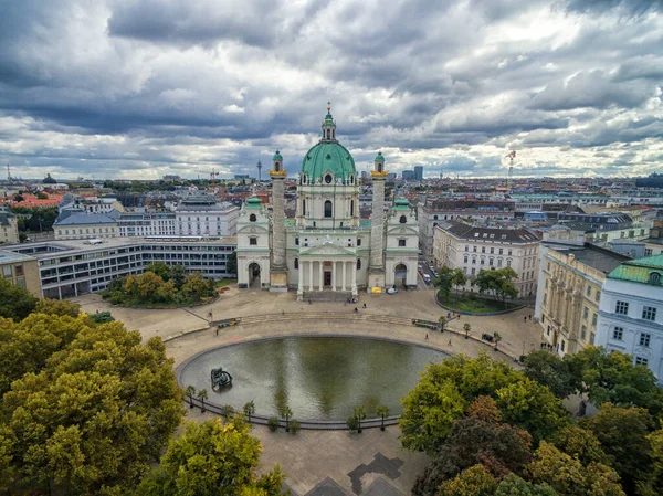Vienna Karlskirche Church Resselpark Park Cloudy Sky Austria — Stock Photo, Image