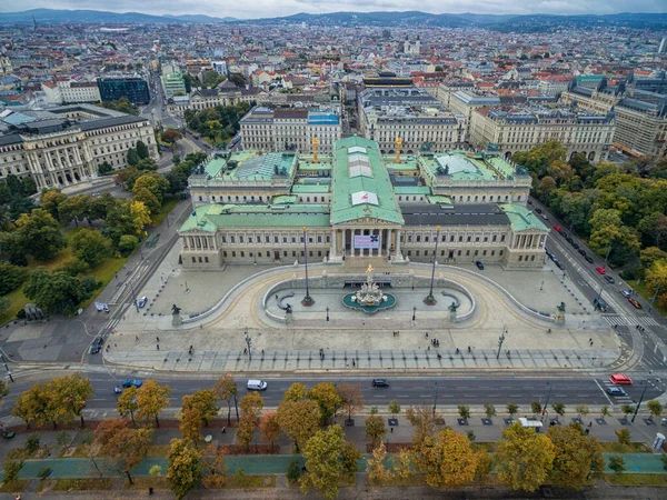 Edificio Del Parlamento Austriaco Rathaus Museo Con Palacio Fondo Viena — Foto de Stock