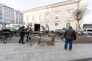 VILNIUS, LITHUANIA - 4 Mart 2017: Vilnius Kaziukas Pazarı. Litvanya 'nın en ünlü sokak pazarlarından biri..