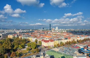 Vienna, AUSTRIA - Ekim 07, 2016: Viyana Dev Dönme Dolabı. Wiener Riesenrad. Viyana Şehri.