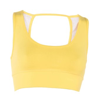 Sarı Spor Sütyen. Beyaz arkaplanda izole