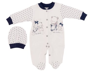 Yeni doğan çocuk bedeni yaz kazağı ve şapkası. Beyaz arkaplanda izole.