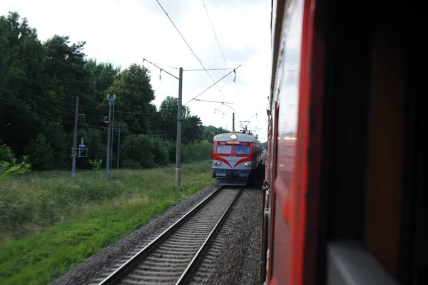 Vilnius Lithuania June 2011 Lithuania Railway Network Track Going Fast — Stock Photo, Image
