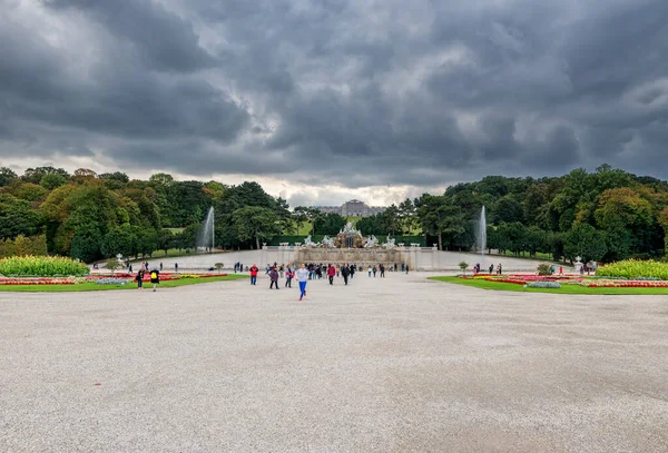 stock image VIENNA, AUSTRIA - OCTOBER 08, 2016: Schonbrunn Palace and Garden in Vienna with Park and Flower Decoration. Sightseeing Object in Vienna, Austria.