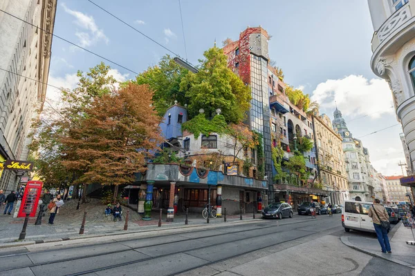 Viena Austria Octubre 2016 Hundertwasserhaus Este Punto Referencia Expresionista Viena — Foto de Stock