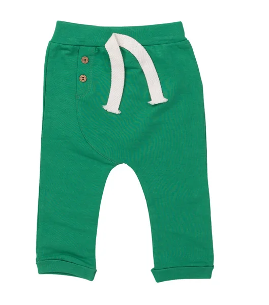 Pantalon Enfant Vert Isolé Sur Fond Blanc — Photo