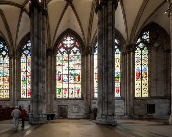 Köln Cathedral Interiör Och Målat Glas Windows Tyskland — Stockfoto