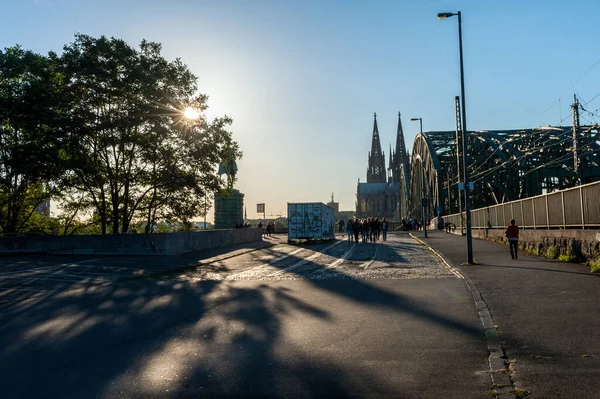 Cologne Γερμανια Σεπτεμβριου 2015 Cityscape Κολωνίας Sunset Light Και Καθεδρικό — Φωτογραφία Αρχείου