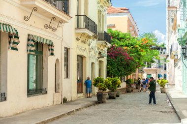HAVANA, CUBA - 20 EKİM 2017: Havana Eski Şehir Mimarisi