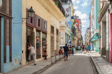 HAVANA, CUBA - 20 EKİM 2017: Havana Eski Şehir Mimarisi