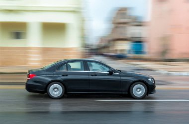 HAVANA, CUBA - 21 Ekim 2017: Havana, Küba 'daki Mercedes Car.