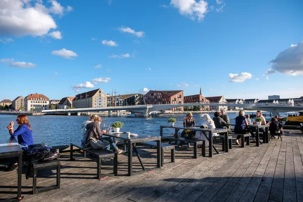 Copenhague Danemark Août 2017 Copenhague Nyhavn Zone Avec Paysage Urbain — Photo