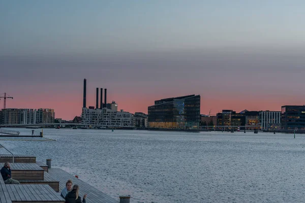 Copenhagen Dania Sierpnia 2017 Architektura Kopenhaska Światło Zachodu Słońca Nad — Zdjęcie stockowe