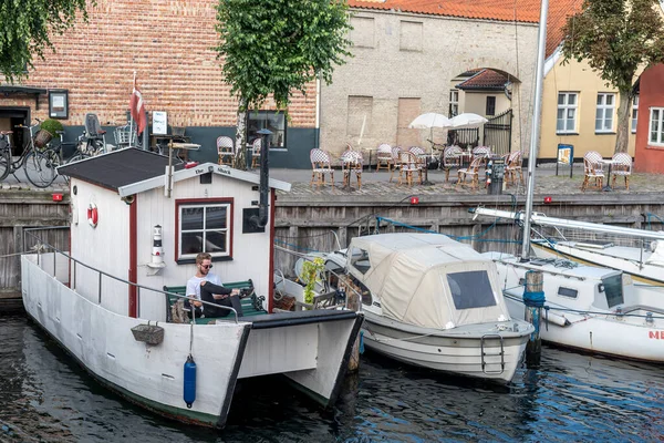 Копенгаген Денмарк Августа 2017 Года Копенгагенский Канал Лодками Людьми — стоковое фото