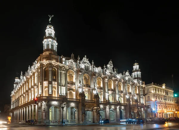 Habana Cuba Octubre 2017 Gran Teatro Habana Cuba Foto Nocturna —  Fotos de Stock