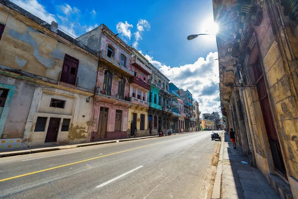 Habana Cuba Octubre 2017 Habana Vieja Calle Arquitectura Luz Del —  Fotos de Stock