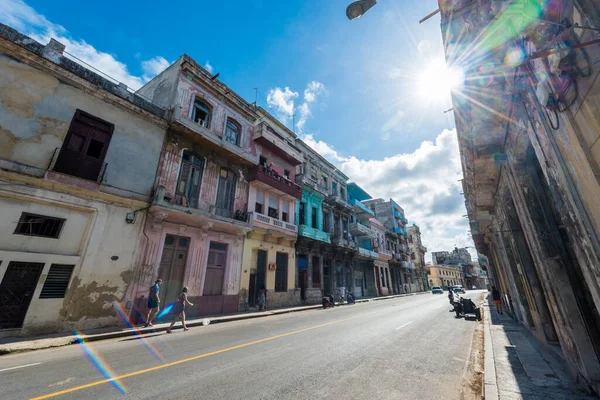 Habana Cuba Octubre 2017 Habana Vieja Calle Arquitectura Luz Del —  Fotos de Stock