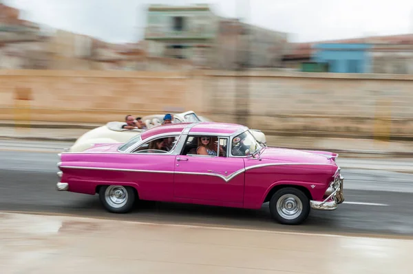 Havana Cuba Oktober 2017 Oude Auto Havana Cuba Pannnig Retro Stockfoto
