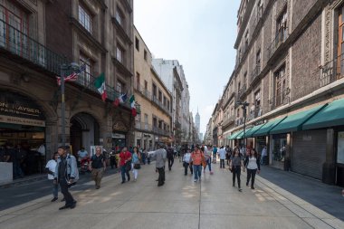 MEXICO - 19 EKİM 2017: Mexico City with Downtown Street.
