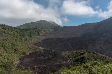 Guatemala 'da Pacaya Volkanı' ndaki Lav Yolu. Peyzaj.