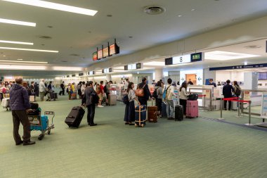 TOKYO, JAPONYAN - 9 Kasım 2018 Haneda Uluslararası Havaalanı Tokyo. Gümrük Denetimi