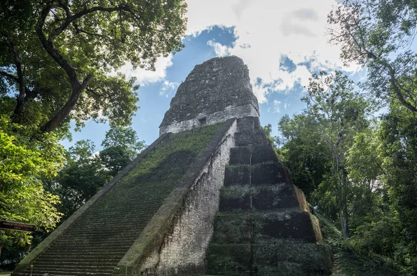 Piramis Templom Tikal Parkban Városnéző Tárgy Guatemalában Maja Templomokkal Ünnepi — Stock Fotó
