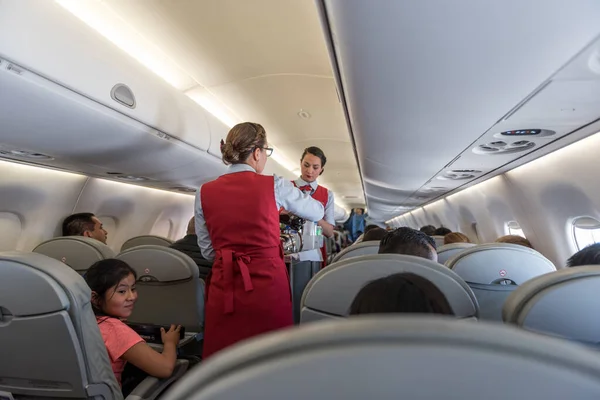 Guatemala November 2017 Vliegtuig Cabinebemanning Provinding Food — Stockfoto