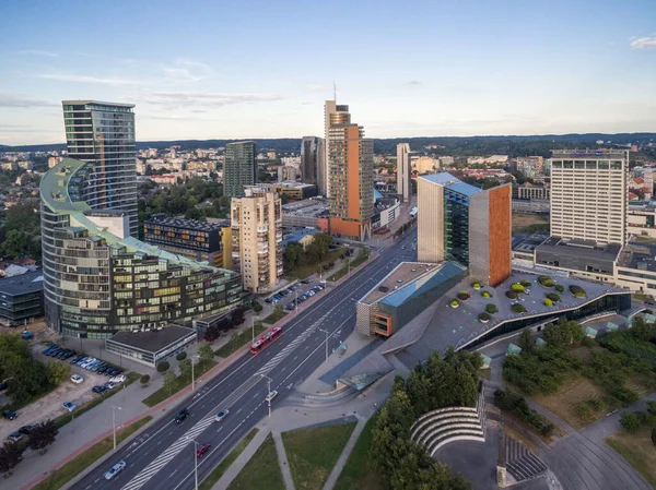 Vilnius Litauen August 2018 Geschäftsviertel Von Vilnius Mit Stadtgemeinde Hintergrund — Stockfoto