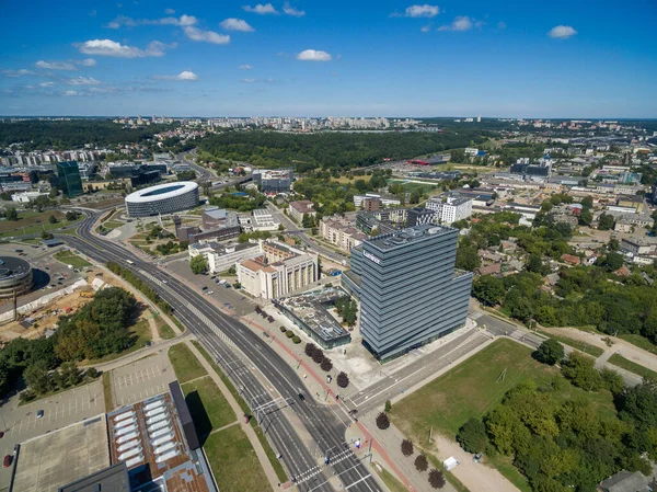 Vilnius Lithuania August 2018 Vilnius Business District Background Литва — стокове фото
