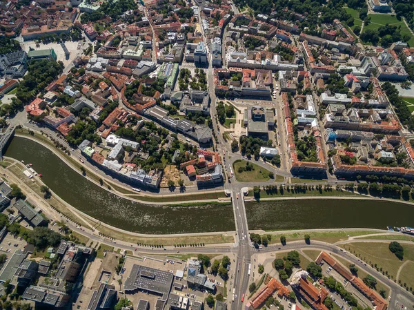 Vilnius Oude Stad Met Rivier Neris Kathedraal Plein Achtergrond — Stockfoto