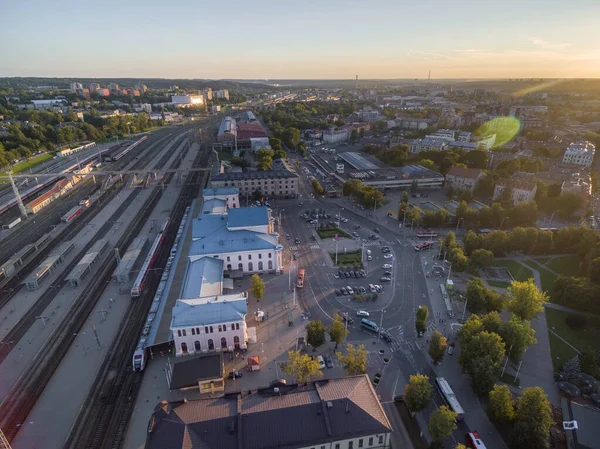 Vilnius Λιθουανια Αυγουστου 2018 Σιδηροδρομικός Σταθμός Βίλνιους Και Κύκλος Κυκλοφορίας — Φωτογραφία Αρχείου