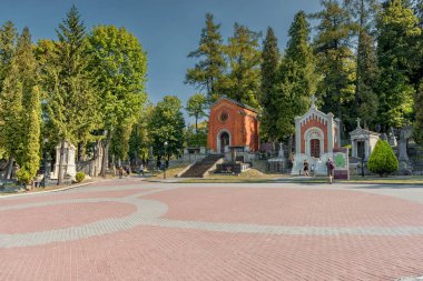 LVIV, UKRAINE - 11 Eylül 2016: Lviv City ve Lychakiv Mezarlığı. Manzara Yeri.