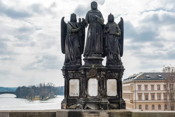Prag Czech März 2016 Statue Auf Der Karlsbrücke Über Die — Stockfoto