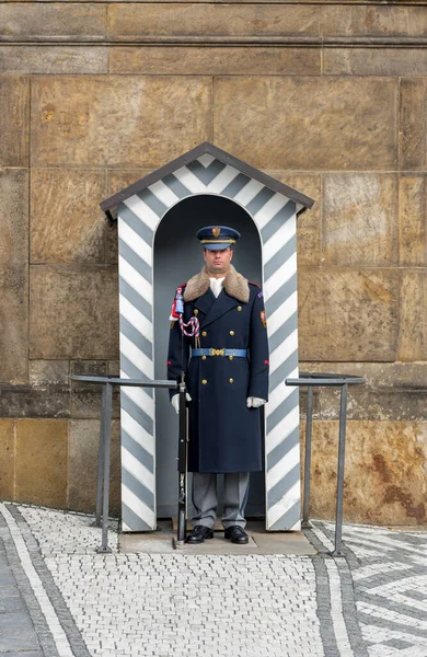 stock image PRAGUE, CZECH - MARCH 11, 2016: Security Post of Prague Castle.