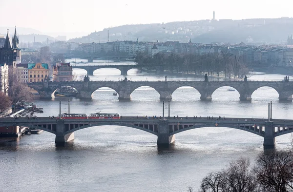 Prag Tschechien März 2016 Prager Stadtbild Karlsbrücke Karlsbrücke Karlsbrücke Manesuv — Stockfoto