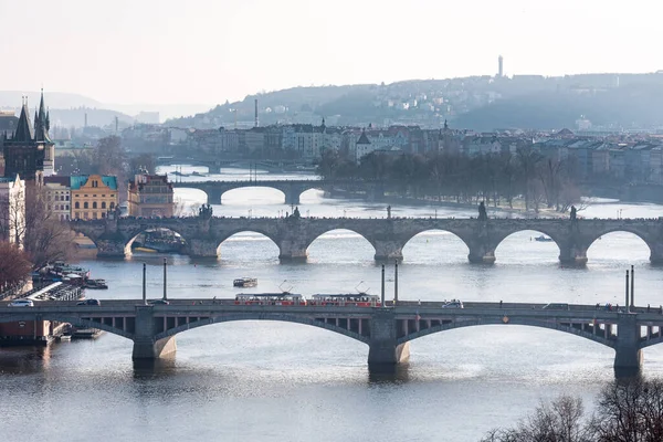 Prague Czech March 2016 Cityscape Prague Charles Bridge Karlov Manesuv — 图库照片