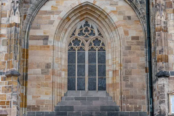 Prague Czech Março 2016 Vitus Cathedral Window Ornament Elemento Arquitectura — Fotografia de Stock