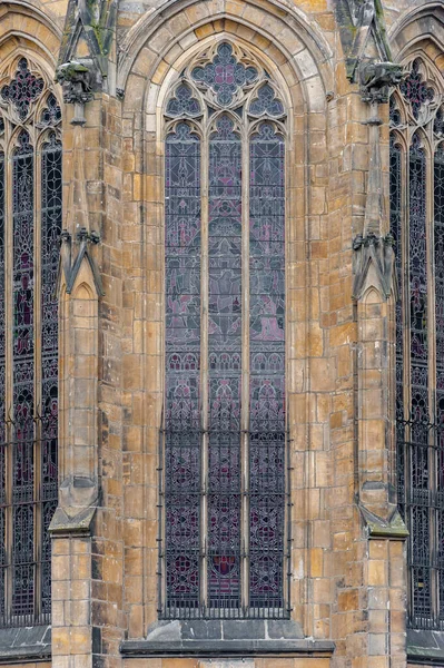 Prague Czech Março 2016 Vitus Cathedral Windows Art Ornament Elemento — Fotografia de Stock