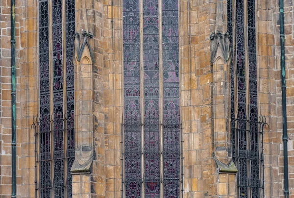 Prague Czech 2016年3月12日 圣维他大教堂橱窗艺术装饰 建筑元器件 — 图库照片