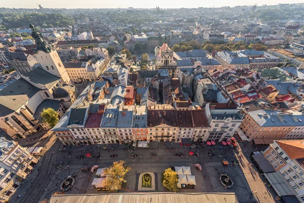 Lviv Ukraine Wrzesień 2016 Lwowski Pejzaż Miejski Zachód Słońca — Zdjęcie stockowe