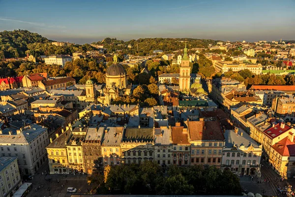 Lviv Ukraine September 2016 Lviv Stadsgezicht Zonsondergang Licht Lviv Oude — Stockfoto