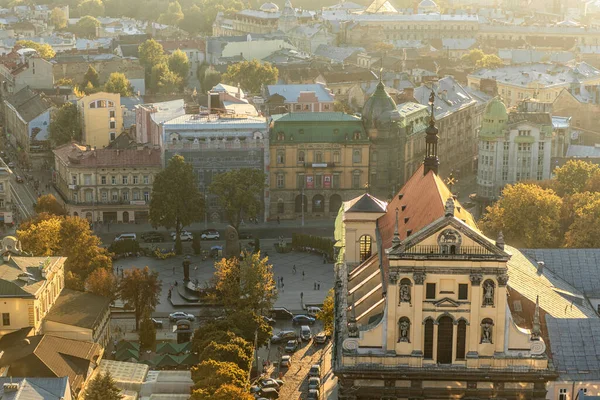 Lviv Ukraine Szeptember 2016 Lviv Városkép Sunset Light Lviv Óváros — Stock Fotó